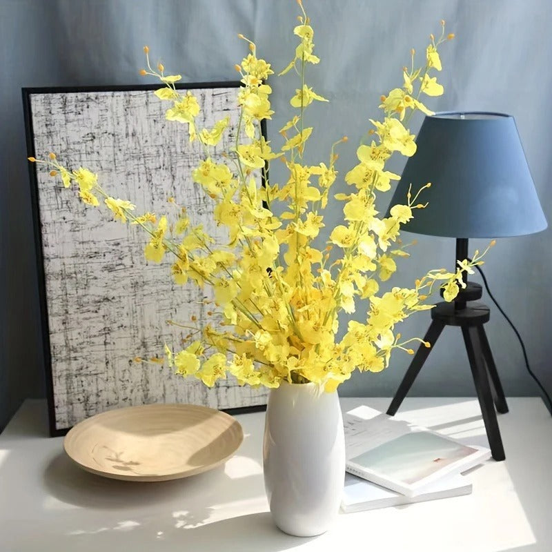 Yellow Simulation Flower Dancing Orchid Decoration Fake Flower Soft Decoration Simulation Plant Home Wedding Artificial Flowers