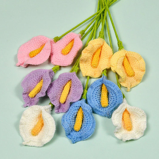 Calla Lily Handmade Crochet Flower without Vase, Flowers Bouquet, Artificial Flower, Gifts for Girlfriend, Fall Room Decor, Decorative Flower for Mom, Friends