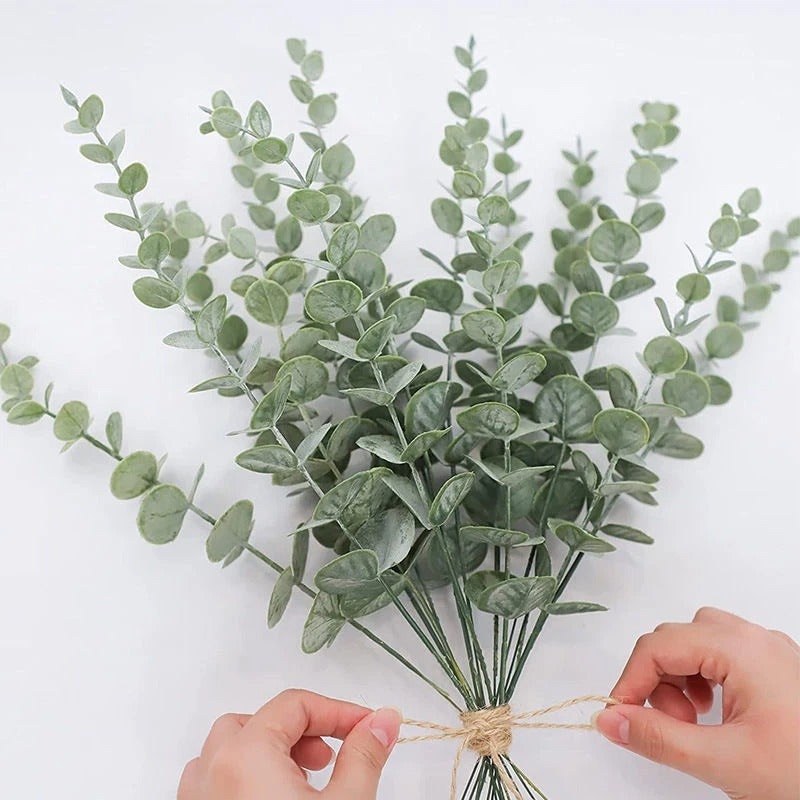 5/10/20Pcs Artificial Eucalyptus Leaves Stems Bulk Silver Dollar Leaf Picks Plant Fake Flowers for Wedding Bouquets Floral Decor
