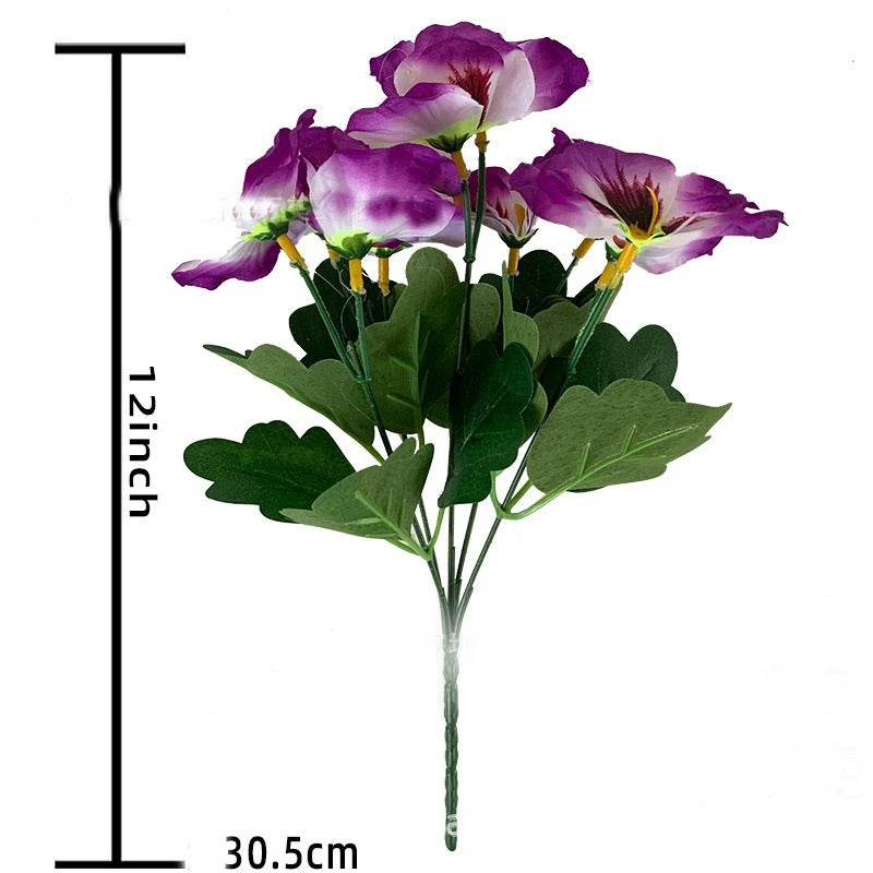 Artificial Pansy Flowers 30cm Plastic Fake Flower Bouquet For Home Room Decor Garden Wedding Parties Home Plant Bunch Decoration