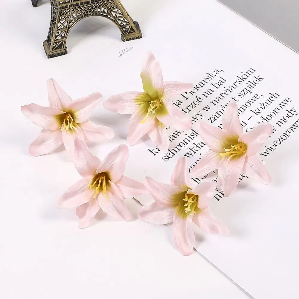 10/20/50 Pcs Silk Artificial Flower Lily Flower Head DIY Crafts Scrapbooking Home Wedding Room Party Wreath Decor Accessories