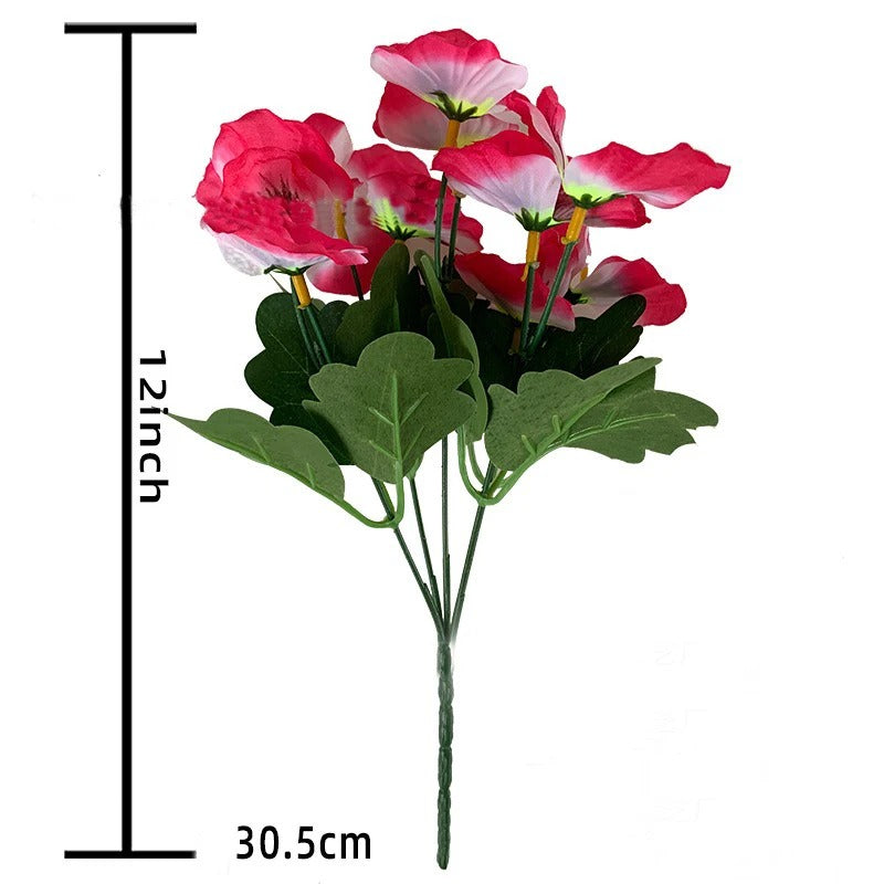 Artificial Pansy Flowers 30cm Plastic Fake Flower Bouquet For Home Room Decor Garden Wedding Parties Home Plant Bunch Decoration