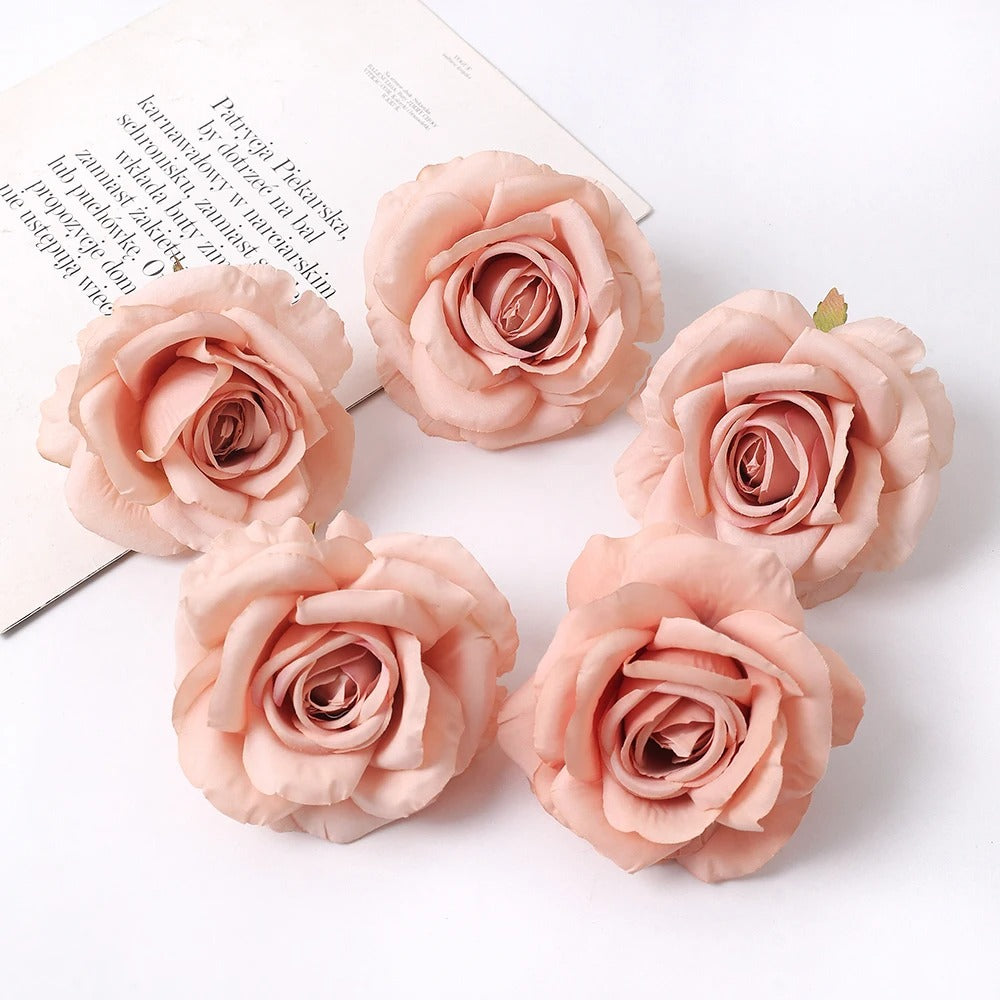 2/5Pcs 10cm Artificial Rose Silk Flower Heads Simulated Flower Home Room Decoration Wedding Decoration DIY Wreath Accessories