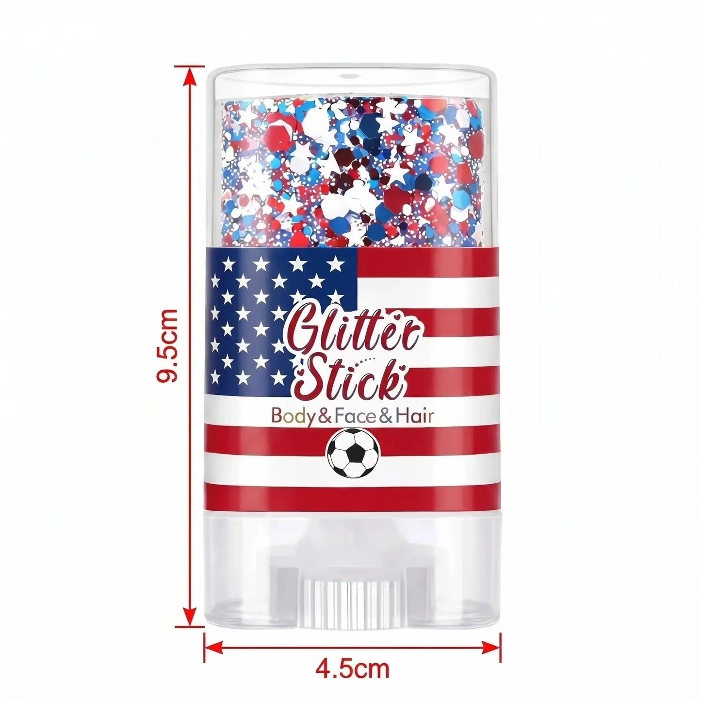 4th of July Glitter Stick | Red, White & Blue Body & Hair Sparkle for Independence Day Party, Festival & Fun Holiday Look