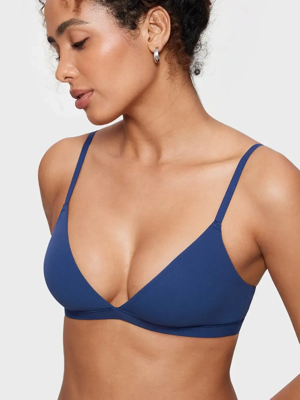 INLYRIC Women's Inbarely Triangle Bralette Plunge Unlined Seamless Bra No Underwire Sexy Comfortable Everyday