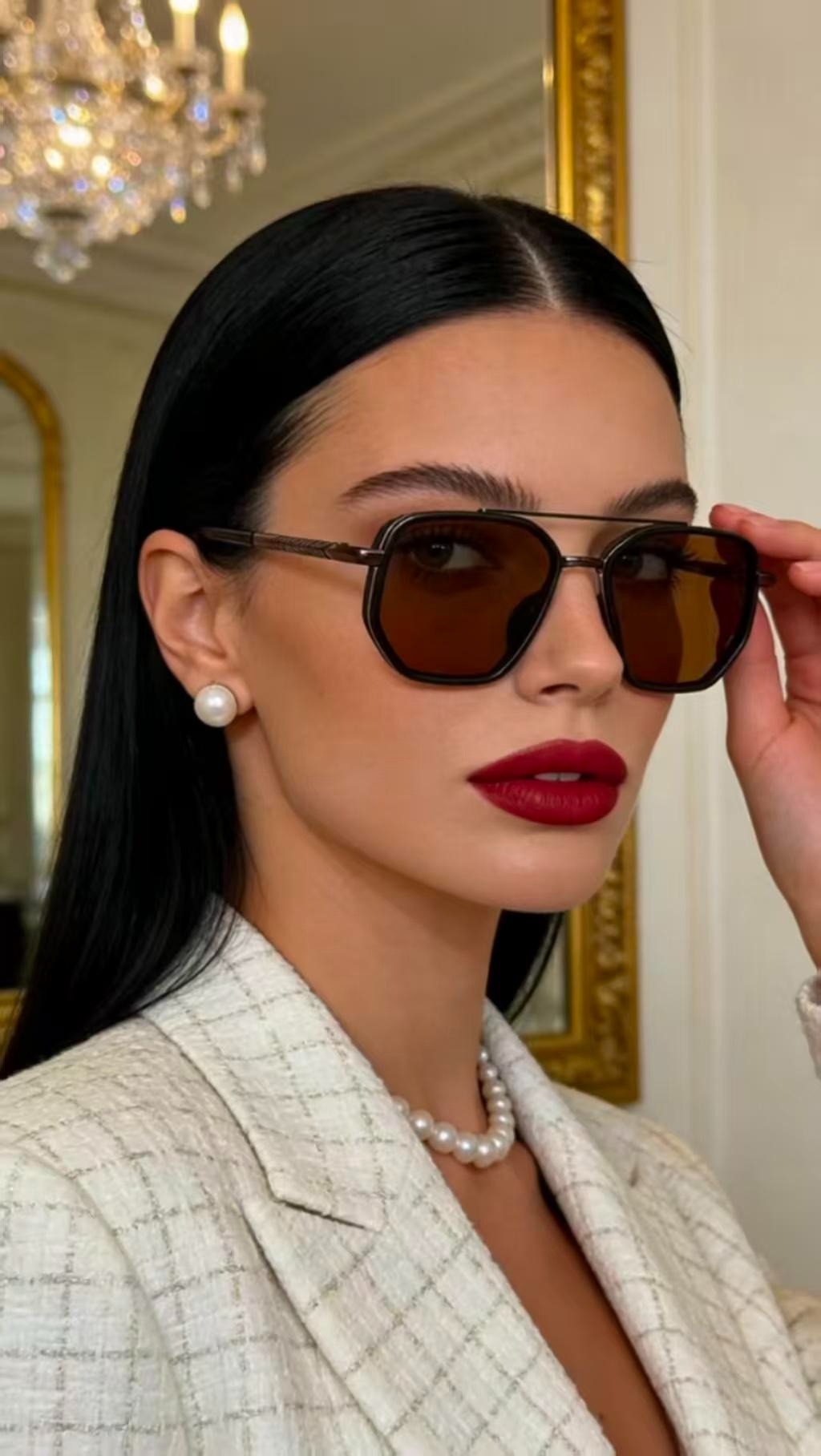 Fashion Geometric Double-Beam Sunglasses