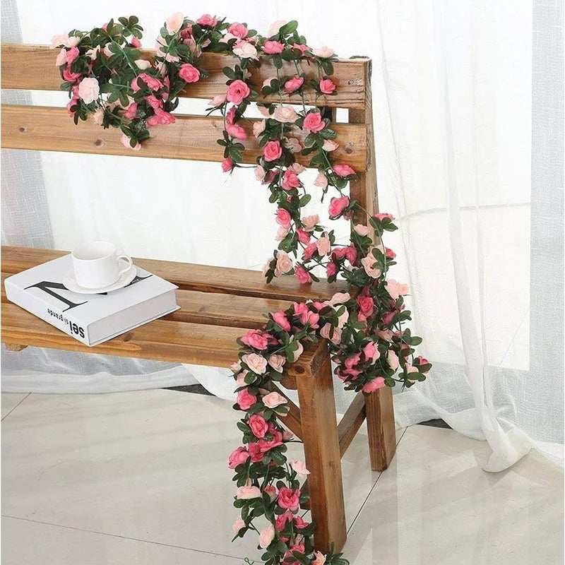 250CM Artificial Rose Flowers for Wedding Home Room Decoration Autumn Garden Outdoor Arch Christmas Rattan DIY Fake Plants Vine