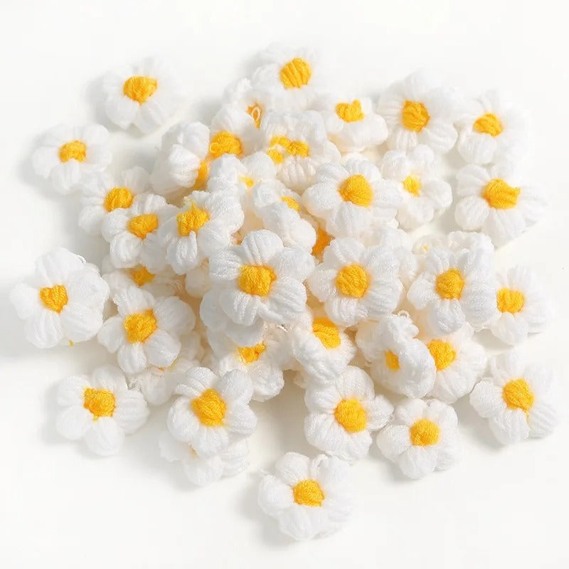 10pcs Hand-knitted Flower Applique Sew r For Clothes Shoes Hats Craft Diy Hair Clip Wedding Hats Decorative Accessories