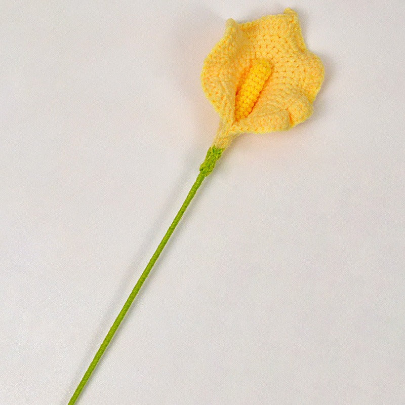 Calla Lily Handmade Crochet Flower without Vase, Flowers Bouquet, Artificial Flower, Gifts for Girlfriend, Fall Room Decor, Decorative Flower for Mom, Friends