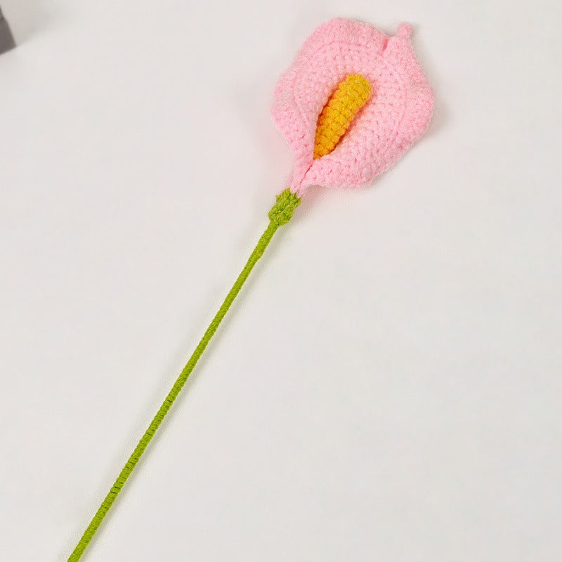 Calla Lily Handmade Crochet Flower without Vase, Flowers Bouquet, Artificial Flower, Gifts for Girlfriend, Fall Room Decor, Decorative Flower for Mom, Friends