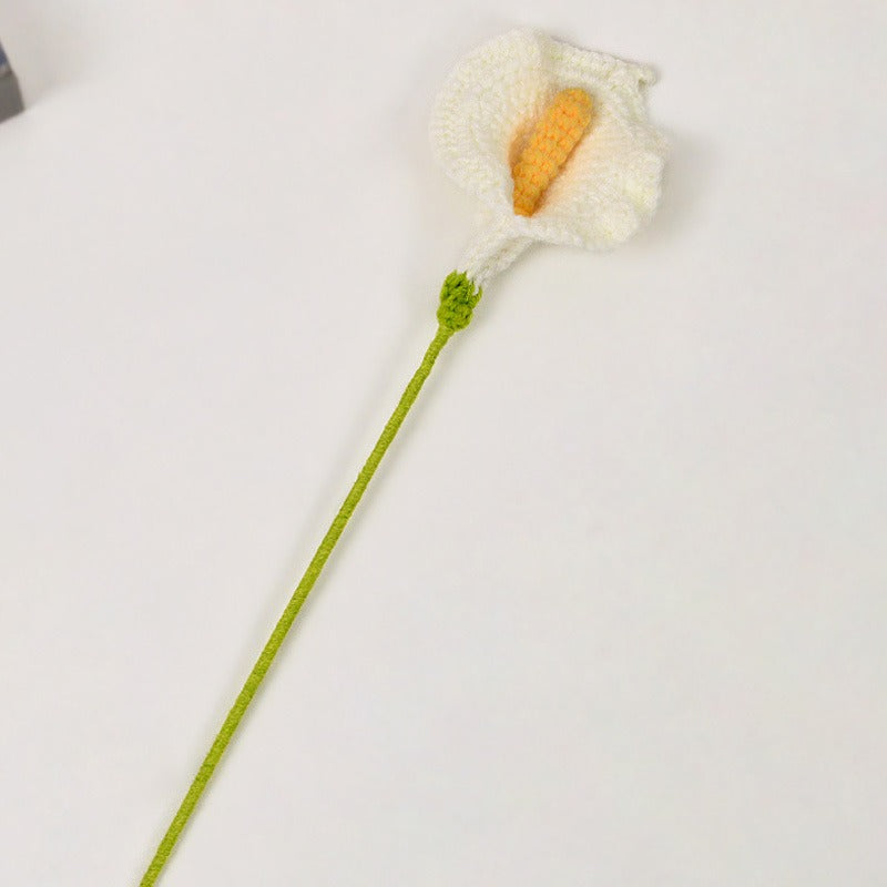Calla Lily Handmade Crochet Flower without Vase, Flowers Bouquet, Artificial Flower, Gifts for Girlfriend, Fall Room Decor, Decorative Flower for Mom, Friends