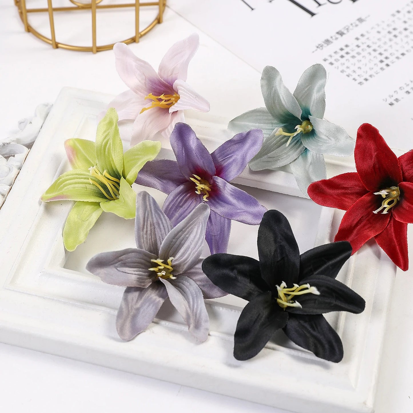 10/20/50 Pcs Silk Artificial Flower Lily Flower Head DIY Crafts Scrapbooking Home Wedding Room Party Wreath Decor Accessories