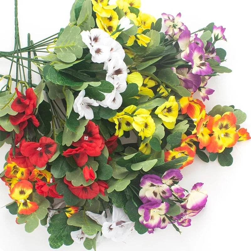 Artificial Pansy Flowers 30cm Plastic Fake Flower Bouquet For Home Room Decor Garden Wedding Parties Home Plant Bunch Decoration