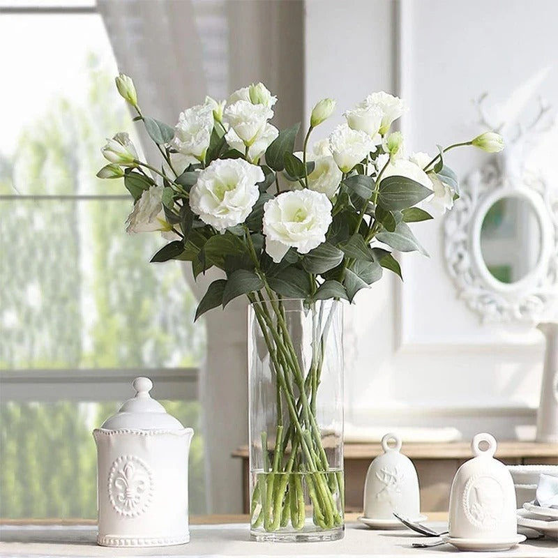 70CM 4Heads Silk Artificial Eustoma Flower Bouquet Long Stem Artificial Flower for DIY Wedding Party Center Decor Home Decor