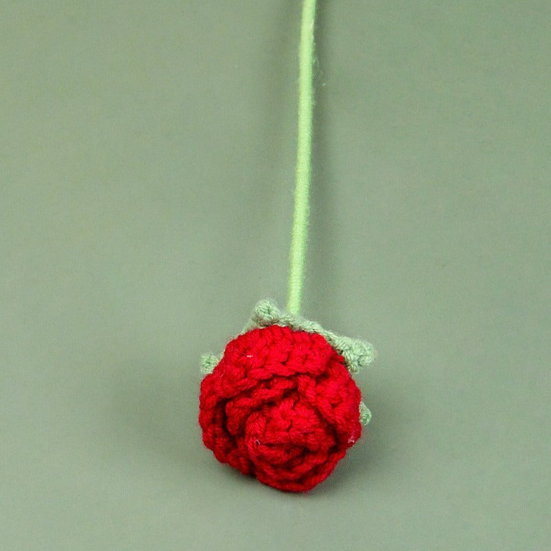 rose Handmade Crochet Flower without Vase, Flowers Bouquet, Artificial Flower, Gifts for Girlfriend, Fall Room Decor, Decorative Flower for Mom, Friends
