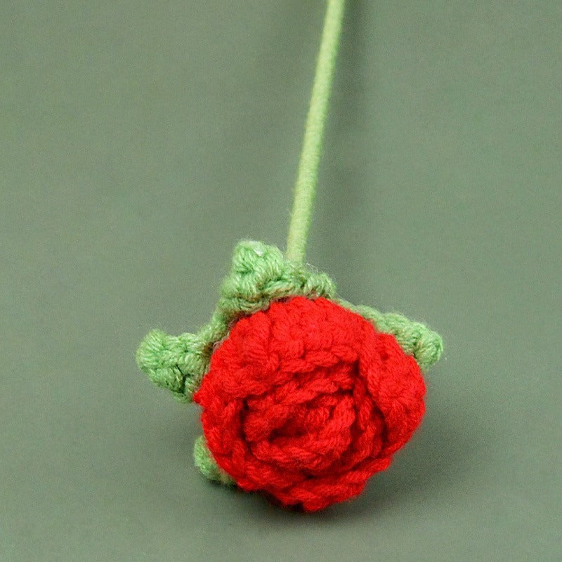 rose Handmade Crochet Flower without Vase, Flowers Bouquet, Artificial Flower, Gifts for Girlfriend, Fall Room Decor, Decorative Flower for Mom, Friends