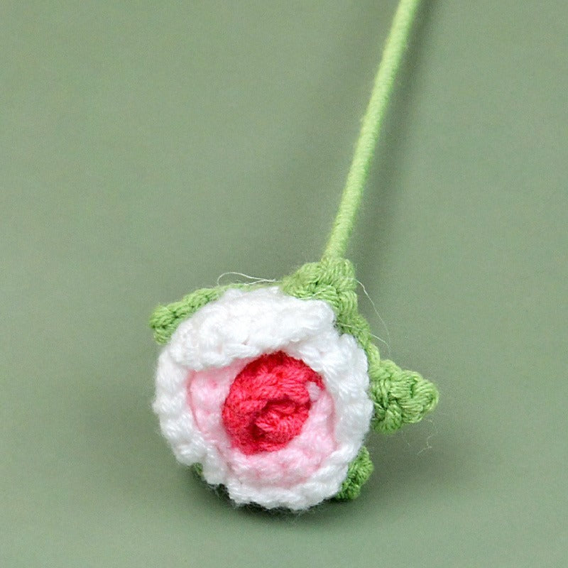 rose Handmade Crochet Flower without Vase, Flowers Bouquet, Artificial Flower, Gifts for Girlfriend, Fall Room Decor, Decorative Flower for Mom, Friends