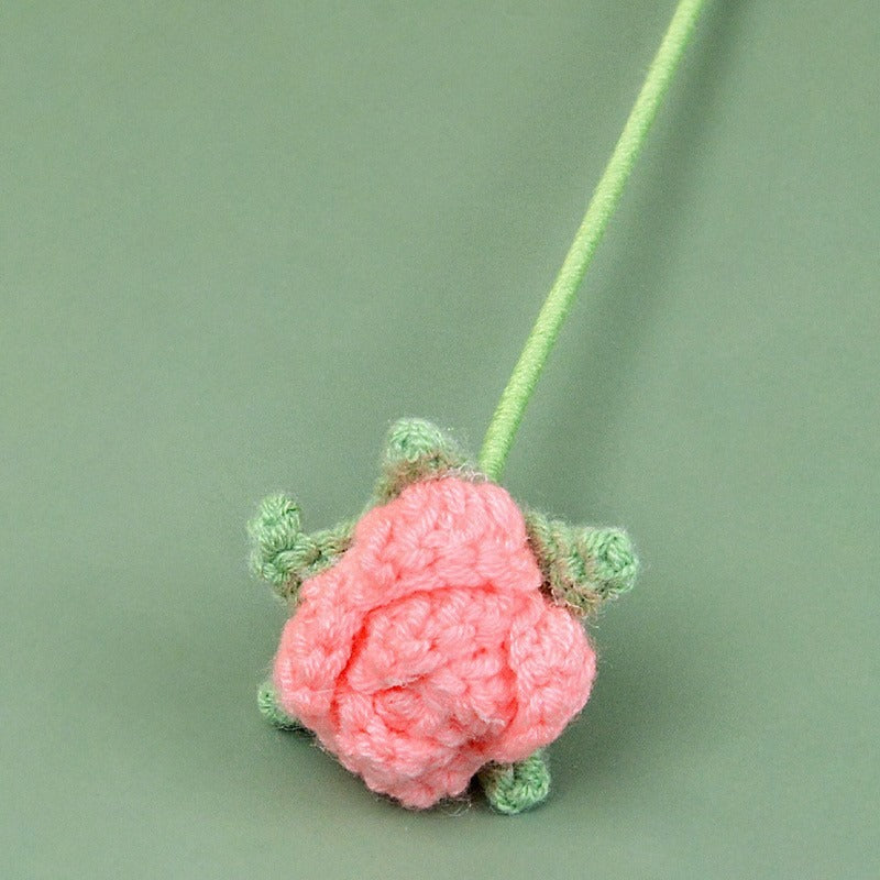 rose Handmade Crochet Flower without Vase, Flowers Bouquet, Artificial Flower, Gifts for Girlfriend, Fall Room Decor, Decorative Flower for Mom, Friends