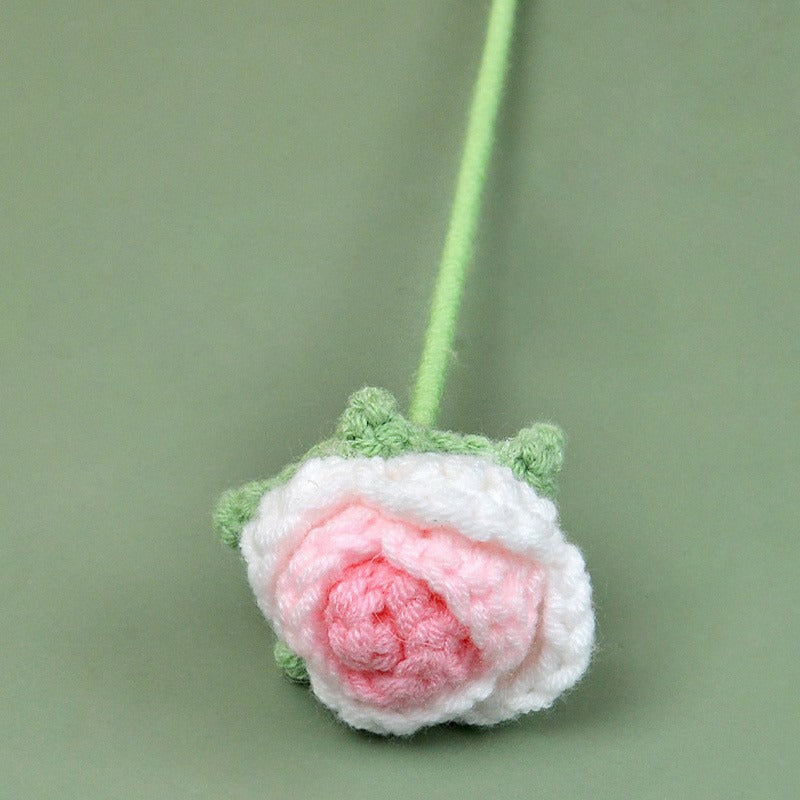 rose Handmade Crochet Flower without Vase, Flowers Bouquet, Artificial Flower, Gifts for Girlfriend, Fall Room Decor, Decorative Flower for Mom, Friends