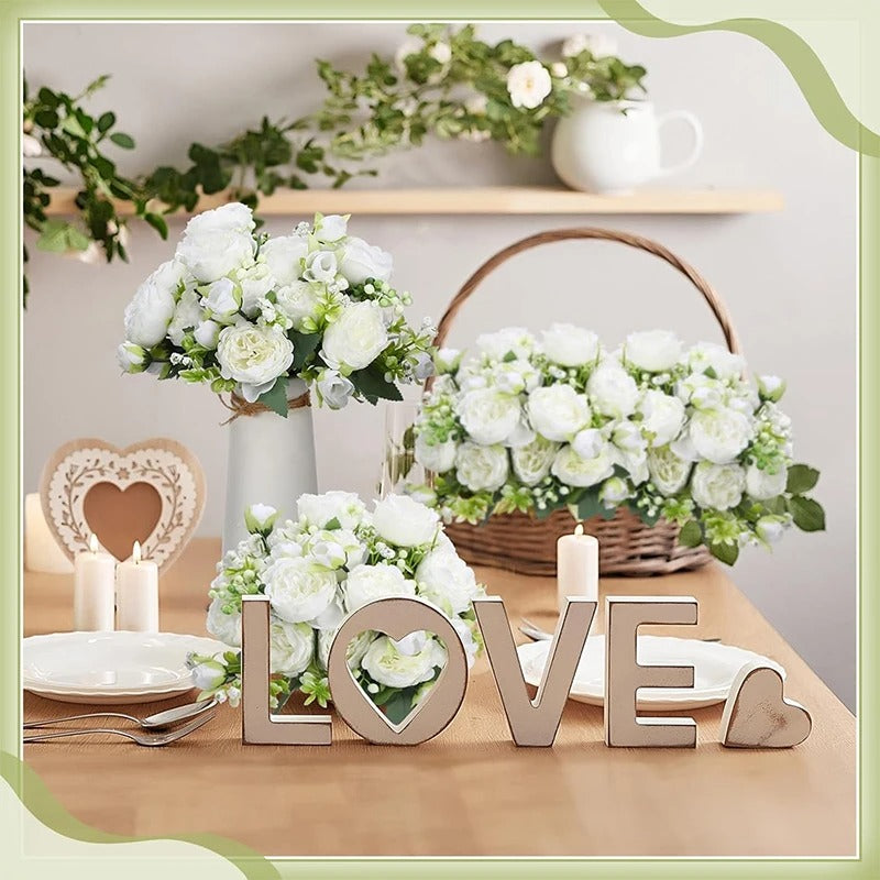 Artificial Peony Simulation Flower Bouquet 5 Big Head 2 Small Bud Flower for Table Centerpieces Home Wedding Bridal Decoration