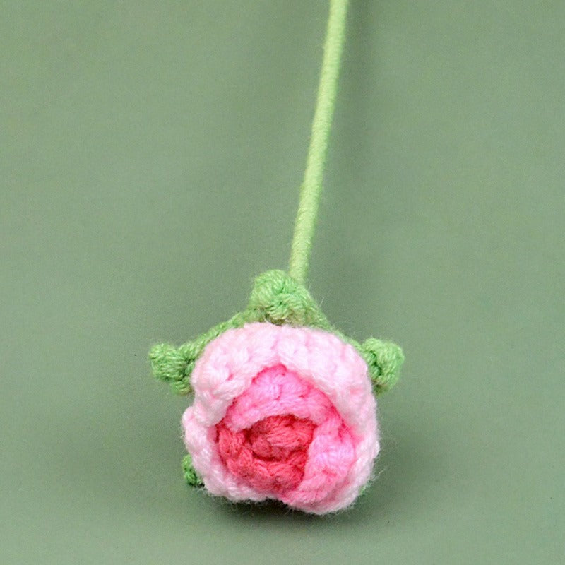 rose Handmade Crochet Flower without Vase, Flowers Bouquet, Artificial Flower, Gifts for Girlfriend, Fall Room Decor, Decorative Flower for Mom, Friends