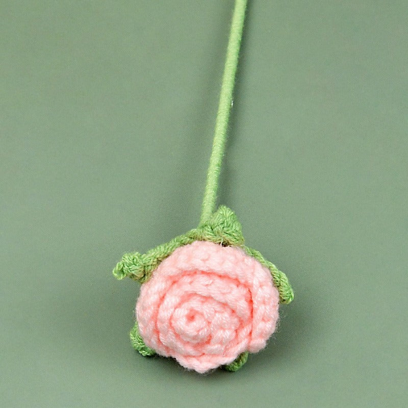 rose Handmade Crochet Flower without Vase, Flowers Bouquet, Artificial Flower, Gifts for Girlfriend, Fall Room Decor, Decorative Flower for Mom, Friends