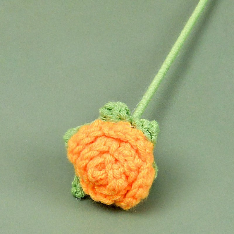 rose Handmade Crochet Flower without Vase, Flowers Bouquet, Artificial Flower, Gifts for Girlfriend, Fall Room Decor, Decorative Flower for Mom, Friends