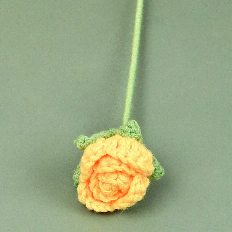rose Handmade Crochet Flower without Vase, Flowers Bouquet, Artificial Flower, Gifts for Girlfriend, Fall Room Decor, Decorative Flower for Mom, Friends