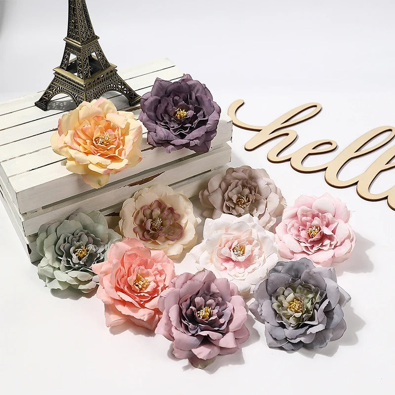 2/5/10Pcs 9cm Artificial Silk Carnation Flower Heads Wedding Home Decoration DIY Bride Holding flowers Accessories Fake Flowers