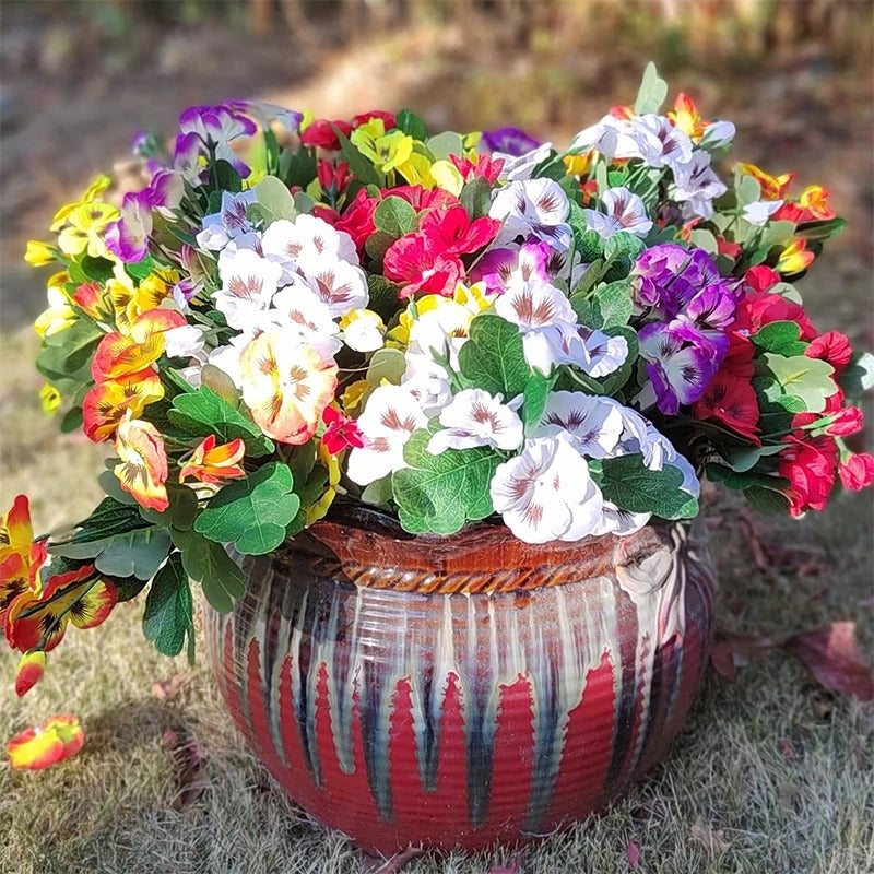 Artificial Pansy Flowers 30cm Plastic Fake Flower Bouquet For Home Room Decor Garden Wedding Parties Home Plant Bunch Decoration