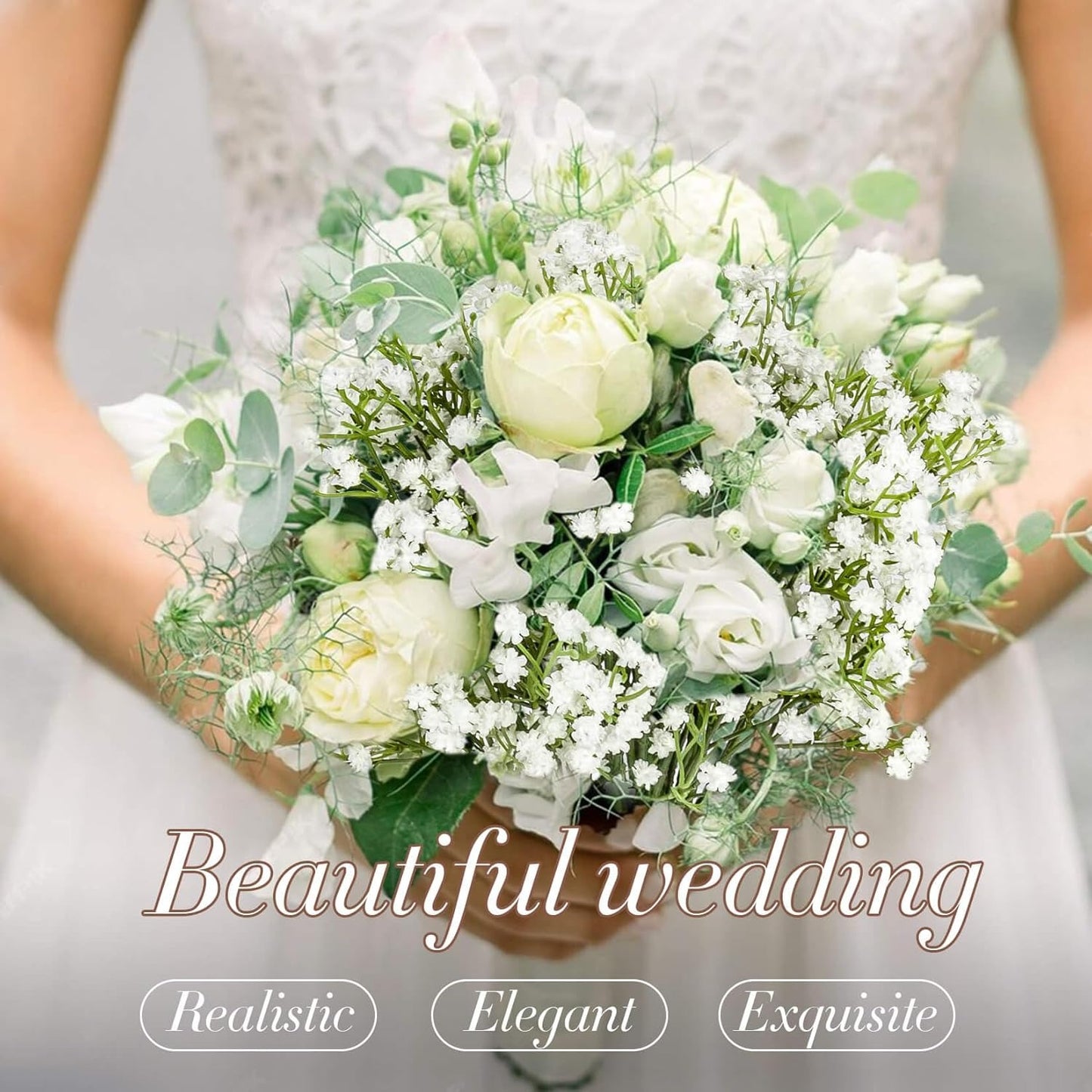 20 Baby Breath Artificial Flowers - Babies Breath Flowers Artificial Bulk Faux Flowers Bouquet White Flores Greenery Real Touch Fake Flowers Arrangements Wedding Centerpieces Tables Decorations