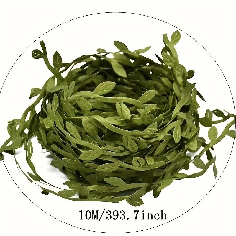 10Meter Silk Leaf-Shaped Handmake Artificial green Leaves For Wedding Decoration DIY Wreath Gift Scrapbooking Craft Fake Flowers