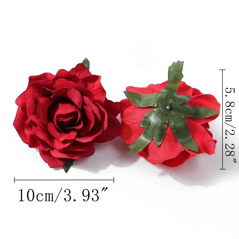 2/5Pcs 10cm Silk Rose Artificial Flowers Heads for Home Room Decor Bride Wedding Party Outfits Decoration DIY Garland Accessory