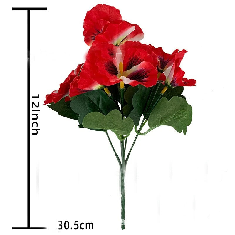 Artificial Pansy Flowers 30cm Plastic Fake Flower Bouquet For Home Room Decor Garden Wedding Parties Home Plant Bunch Decoration
