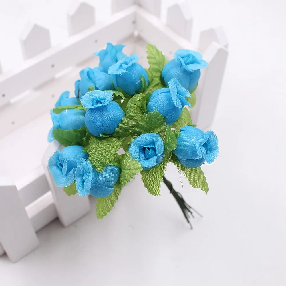 12pcs/lot Artificial Flower 2cm Silk High Quality Rose Bouquet Wedding Decoration DIY Scrapbook Wreath Gift Box Craft Flowers