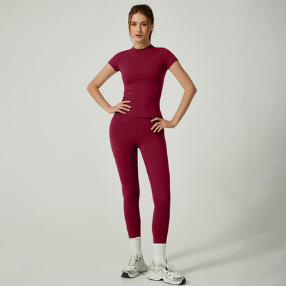 Women's Solid Color Set, Basic Versatile T-Shirt Top