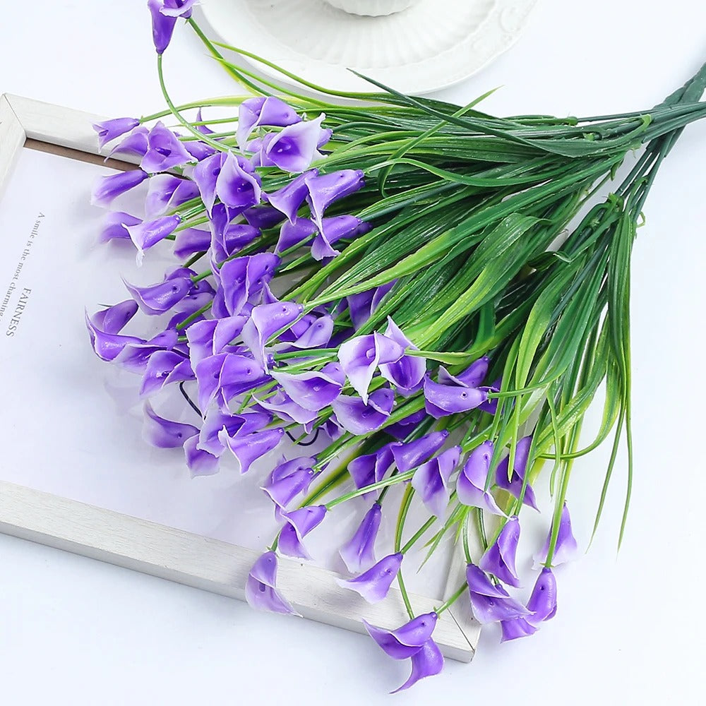 Artificial Calla Lily Bouquet 33cm Fake Flowers for Indoor Home Room Decor Garden Wedding Decora Outdoor Vase Flower Arrangement