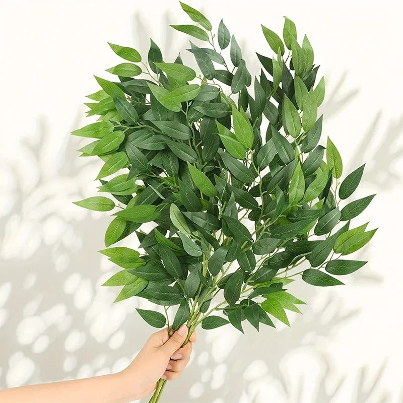 3PCS Artificial Plants Italian Ruscus Greenery Stems Spring Faux Shrub Bushes Green Leaves for Wedding Arch Bouquet Home Decor