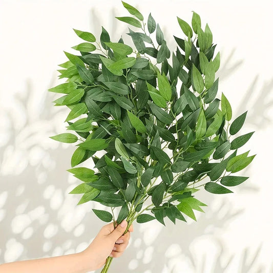 3PCS Artificial Plants Italian Ruscus Greenery Stems Spring Faux Shrub Bushes Green Leaves for Wedding Arch Bouquet Home Decor