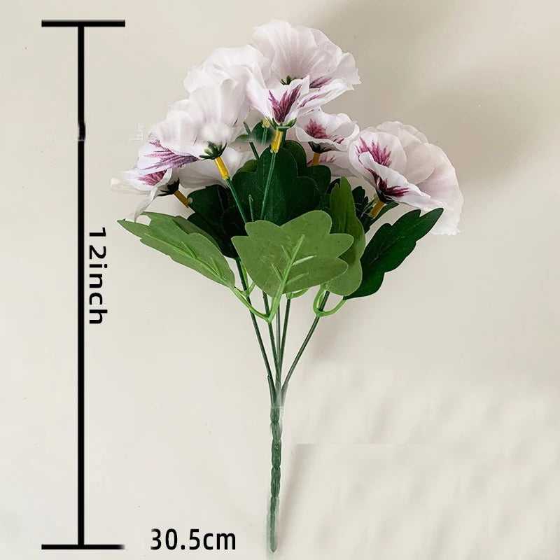 Artificial Pansy Flowers 30cm Plastic Fake Flower Bouquet For Home Room Decor Garden Wedding Parties Home Plant Bunch Decoration