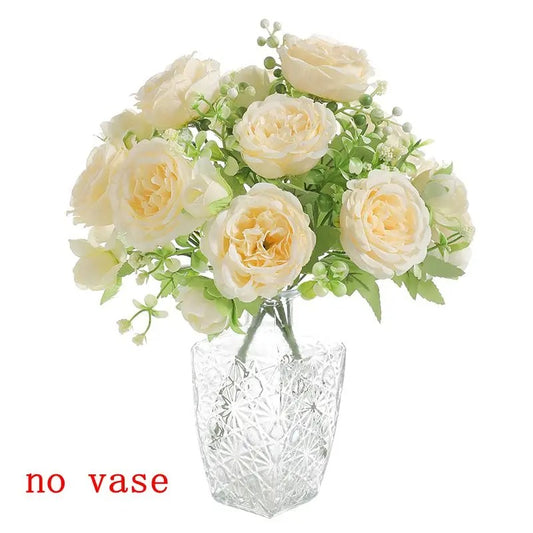 Artificial Peony Simulation Flower Bouquet 5 Big Head 2 Small Bud Flower for Table Centerpieces Home Wedding Bridal Decoration