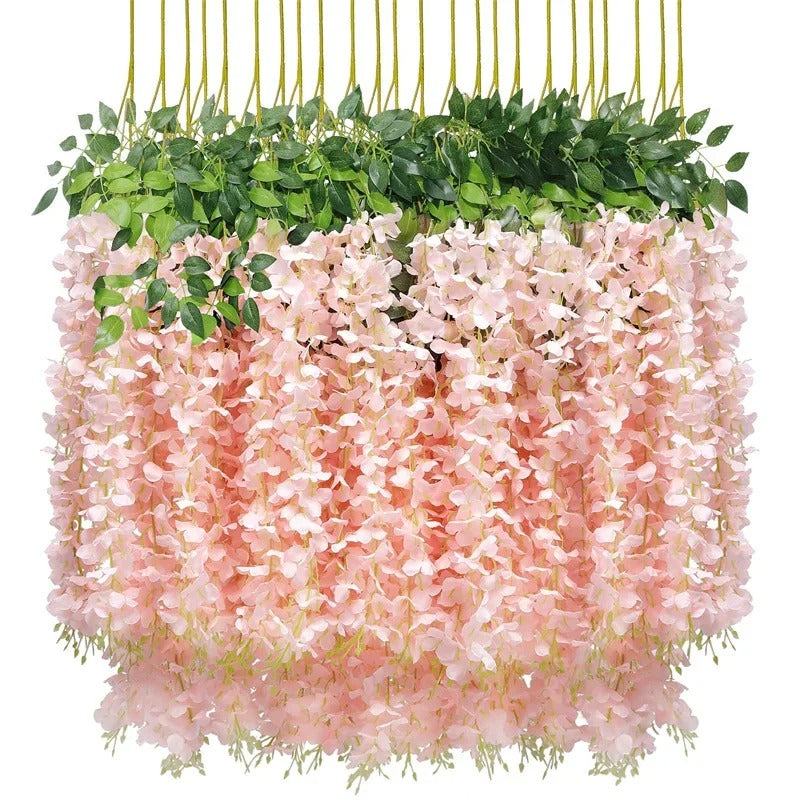 Artificial Wisteria Hanging Flower Vine 12Pieces Home Party Garden Decoration Fake Flowers Wedding Wall Decor Artificial Plants