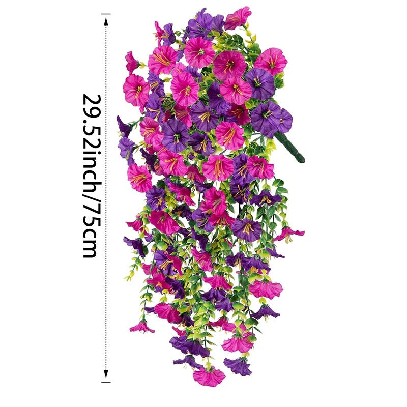 1/2Pc 75cm White Artificial Morning Glory Wall Hanging Faux Violet Plants Hanging Flowers Vines for Home Garden Wedding Decor