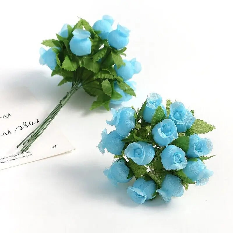 12/36/72/144PCS Rose Artificial Flowers Bouquet Fake Flowers for Home Decor Christmas Party Wedding Decoration Wreath Accessory