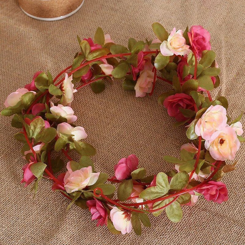 10pc 2.5M Rose Artificial Flowers Rattan Wedding Arch Decoration Silk Flower Rattan Ivy Outdoor Garden Wall Home Decor Fake Vines
