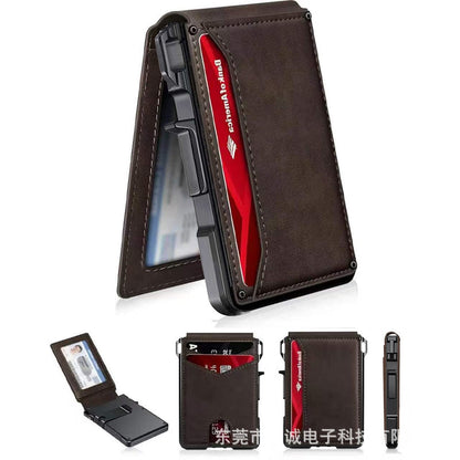 Wallet for Men - Pop Up Case, Cash Slot, and Credit Card Slot - Aluminum Wallet with RFID Blocking
