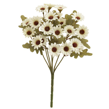 Bouquet of white flowers with green stems on a white background