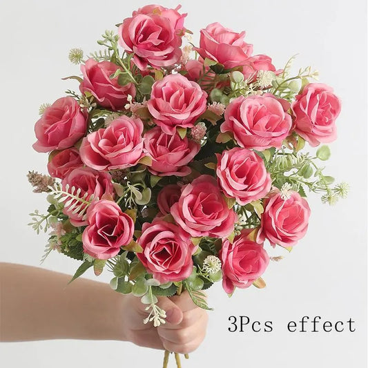 30cm Rose White Silk Bouquet Peony Artificial Flower 5 Big Head 4 Small Bud Wedding Brides Home Decoration Artificial Flower