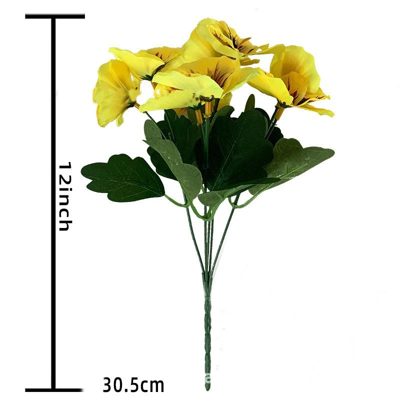 Artificial Pansy Flowers 30cm Plastic Fake Flower Bouquet For Home Room Decor Garden Wedding Parties Home Plant Bunch Decoration