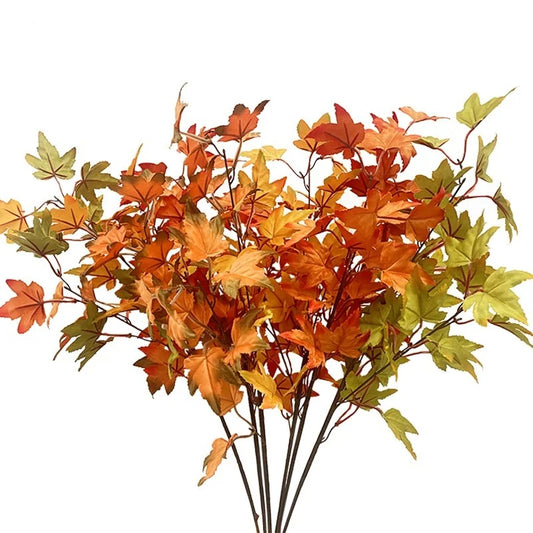 Artificial Maple Leaf Branch Autumn Rustic Wedding Decoration Accessories Fake Flower Plants Centerpieces For Tables